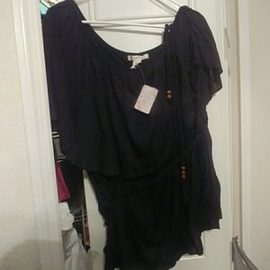 Black One shoulder Shirt